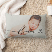 Liefde in zwart script met aangepaste hartfoto kussen (Deken)