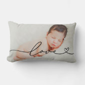 Liefde in zwart script met aangepaste hartfoto kussen (Voorkant)