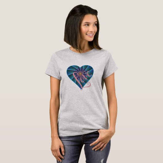 Liefde Infinity Heart - Blauw en Roze T-shirt (Voorkant volledig)
