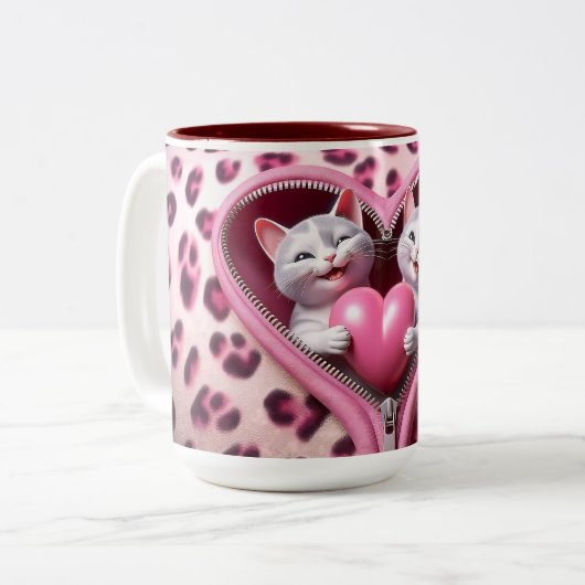 Liefde Infusie: Aangepaste Valentijnsdag Koffie Mo Tweekleurige Koffiemok (Voorkant links)