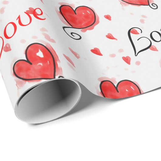Liefde inpakpapier met hartjes (Rol Hoek)