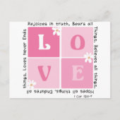 Liefde is... 1 cor. 13:6-7 briefkaart (Voorkant)