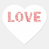 Liefde is 1 Corinthians 13:4-8 Bijbelvers eetbaar Hart Sticker (Voorkant)