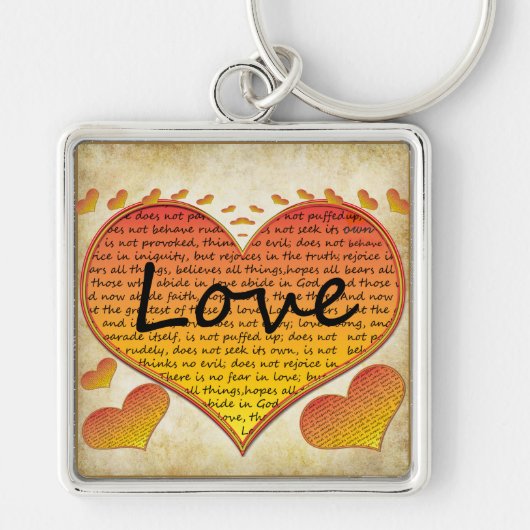 Liefde is 1 Corinthians 13 Harten Sleutelhanger (Voorkant)