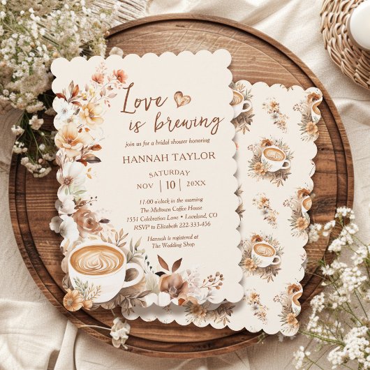 Liefde is aan het brouwen Boho Coffee Bruidsuitnod Kaart