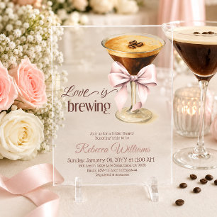 Liefde is aan het brouwen Bow Espresso Koffie Brui Acryl Uitnodigingen