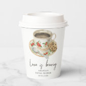 Liefde is aan het brouwen Bruidsjurk koffie Papieren Bekers (Achterkant)