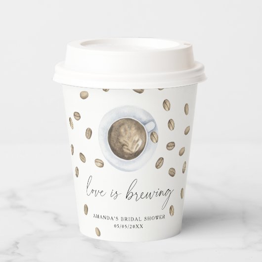 Liefde is aan het brouwen Bruidsmeisjes koffiefees Papieren Bekers (Voorkant)
