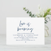 Liefde is aan het brouwen, bruiloft repetitie dine kaart (Staand voorkant)