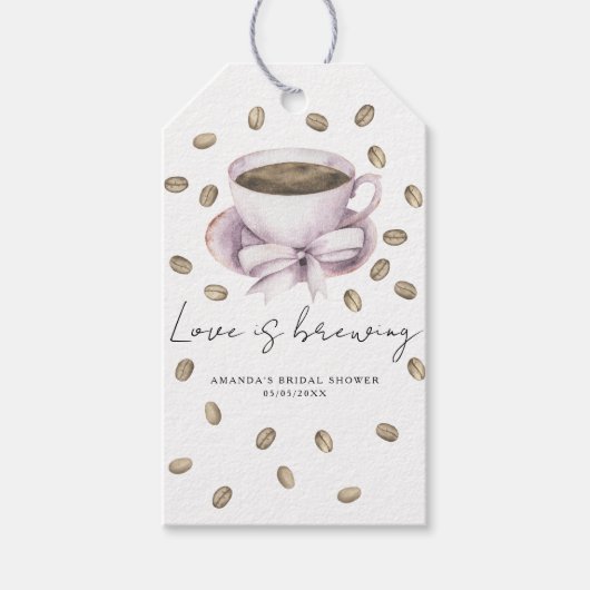 Liefde is aan het brouwen Bruiloftsfeest Bow Coffe Cadeaulabel (Voorkant)