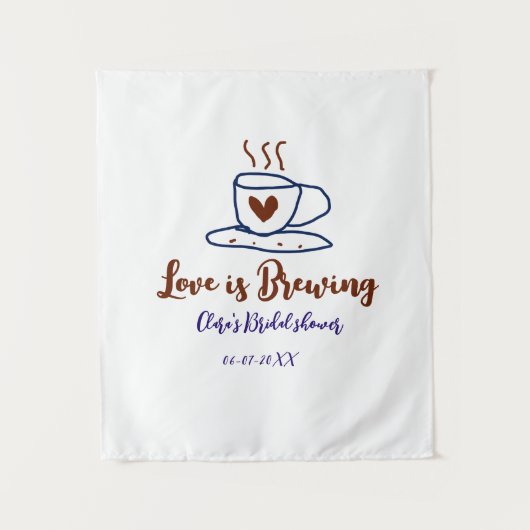 Liefde is aan het brouwen bruine blauwe bruids dou wandkleed (Voorkant)