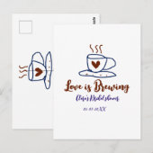 Liefde is aan het brouwen bruine blauwe bruidsfees briefkaart (Voorkant / Achterkant)