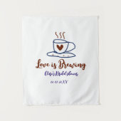 Liefde is aan het brouwen bruine blauwe bruidsuitn wandkleed (Voorkant)