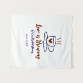 Liefde is aan het brouwen bruine blauwe bruidsuitn wandkleed (Voorkant (horizontaal))