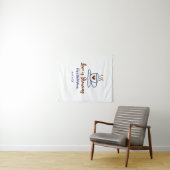 Liefde is aan het brouwen bruine blauwe bruiloftsd wandkleed (In Situ (horizontaal))