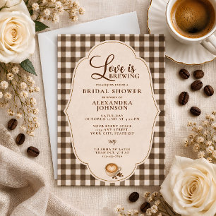 Liefde is aan het brouwen Coffee Bruine Gingham Br Kaart