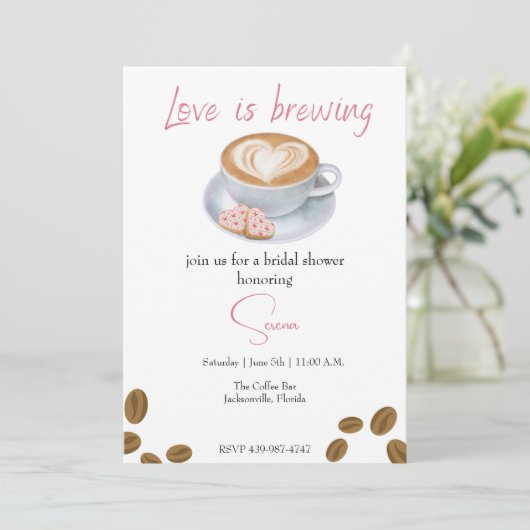 Liefde is aan het brouwen, coffeeshop vrijgezellen kaart (Staand voorkant)