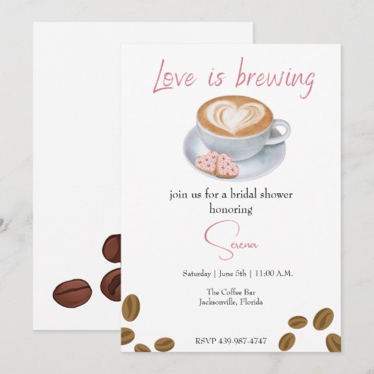 Liefde is aan het brouwen, coffeeshop vrijgezellen kaart (Voorkant / Achterkant)