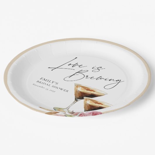 Liefde is aan het brouwen Elegante Bruids-Shower Papieren Bordje (Gekanteld)