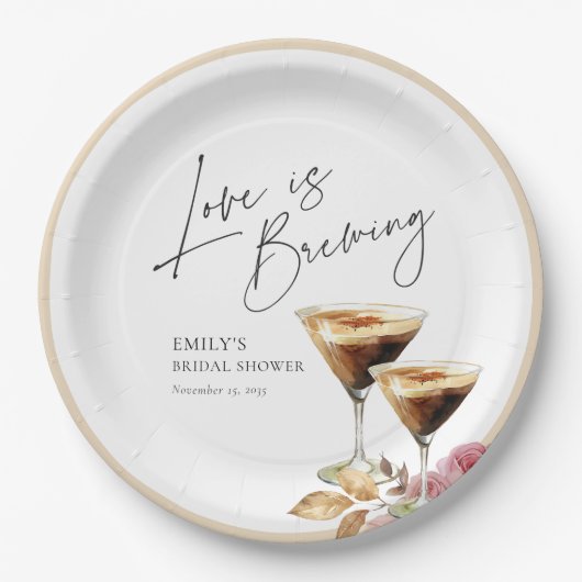 Liefde is aan het brouwen Elegante Bruids-Shower Papieren Bordje (Voorkant)