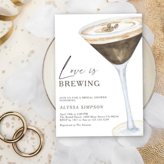 Liefde is aan het brouwen Espresso Martini Bruidsb Kaart