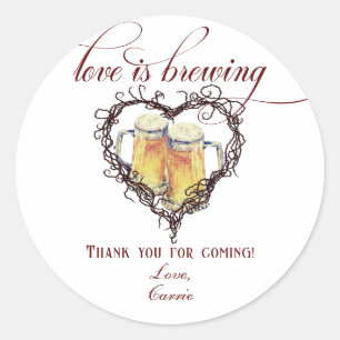 Liefde is aan het brouwen Gothisch Hart Bier Bruid Ronde Sticker