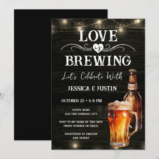 Liefde is aan het brouwen Koppels Shower Kaart (Voorkant / Achterkant)