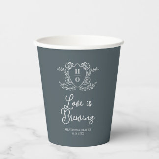 Liefde is aan het brouwen Oude Wapen Wedding Papieren Bekers
