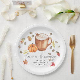 Liefde is aan het brouwen Pumpkin Coffee Bruidsuit Papieren Bordje