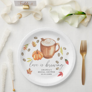 Liefde is aan het brouwen Pumpkin Coffee Bruidsuit Papieren Bordje