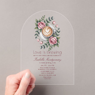Liefde Is Aan Het Brouwen Romantische Latte Bruids Acryl Uitnodigingen