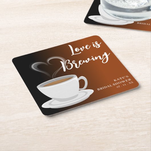 Liefde is aan het brouwen Terracotta & Zwarte Brui Kartonnen Onderzetters (Schuin)