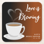 Liefde is aan het brouwen Terracotta & Zwarte Brui Kartonnen Onderzetters (Voorkant)
