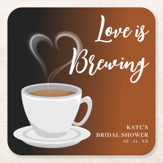 Liefde is aan het brouwen Terracotta & Zwarte Brui Kartonnen Onderzetters (Voorkant)