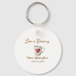 Liefde is aan het brouwen witte koffiemok hart bru sleutelhanger