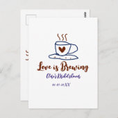 Liefde is aan het bruisen bruine blauwe bruiloft f briefkaart (Voorkant / Achterkant)