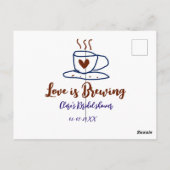 Liefde is aan het bruisen bruine blauwe bruiloft f briefkaart (Achterkant)