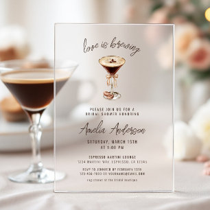 Liefde is aan het Bruisen Espresso Martini Bruidsd Acryl Uitnodigingen