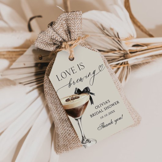 Liefde is aan het Bruisen Espresso Martini Bruilof Cadeaulabel