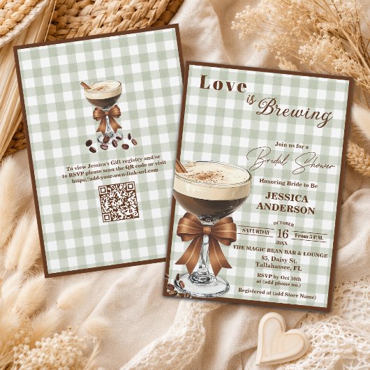 Liefde is aan het Bruisen QR Code Espresso Bruidsf Kaart