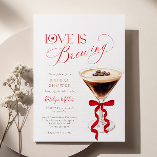 Liefde is aan het Bruisen Rood Lint Bruidsdiner Kaart