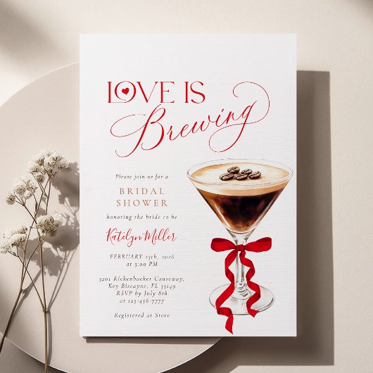 Liefde is aan het Bruisen Rood Lint Bruidsdiner Kaart