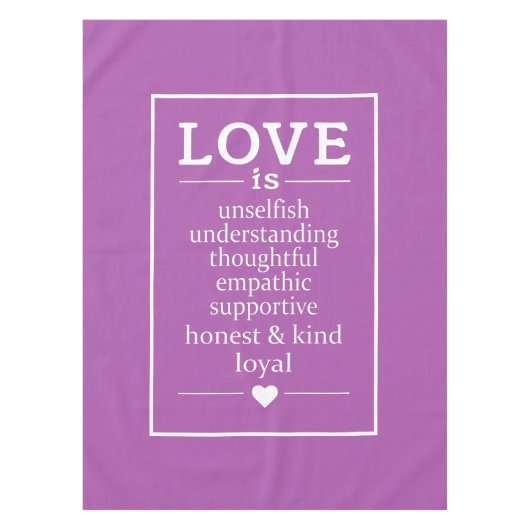 Liefde is ... aangepaste kledingdoek voor kleurent tafelkleed (Voorkant)
