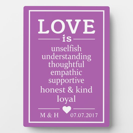 Liefde is ... aangepaste monogrammen, datum en kle fotoplaat (voorkant)