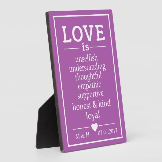 Liefde is ... aangepaste monogrammen, datum en kle fotoplaat (Zijkant)