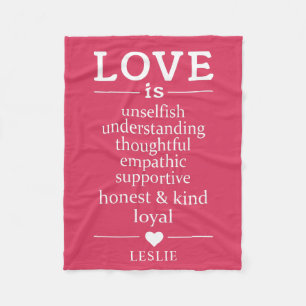 Liefde is ... aangepaste naam en dekens van kleure