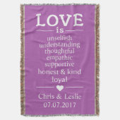 Liefde is ... aangepaste namen, datum en kleur dek deken (Voorkant Verticaal)