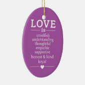Liefde is ... aangepaste namen, datum en kleur orn keramisch ornament (Rechts)