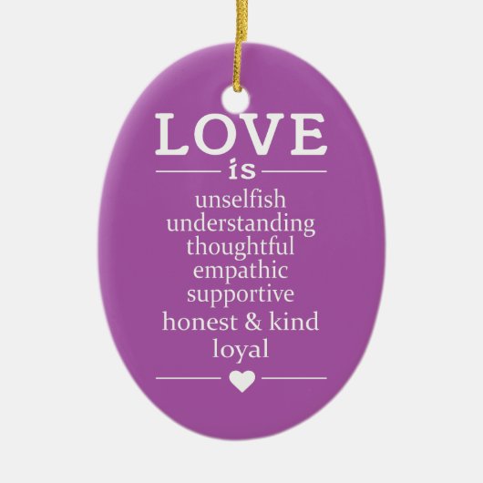 Liefde is ... aangepaste namen, datum en kleur orn keramisch ornament (Voorkant)