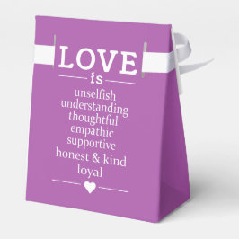 Liefde is ... aangepaste namen, datum en kleur voo bedankdoosjes